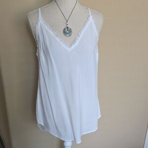 Anthropologie Cloth & Stone Lumi Frayed Raw Edge Trimmed Cami White EUC - M